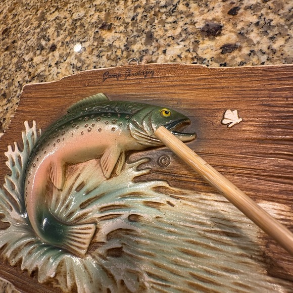 Vintage Mid-Century MCM Orn-a-craft Rainbow Trout Small Porcelain Wall Hanging - Picture 7 of 8